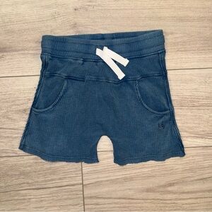 Little Bipsy Textured Blue Kids Shorts with White Drawstring